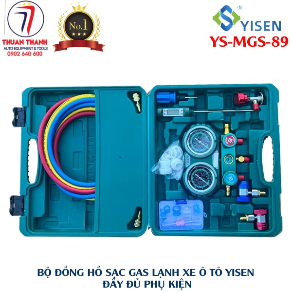 Bộ đồng hồ sạc gas lạnh R134a xe ô tô đầy đủ Yisen YS-MGS-89