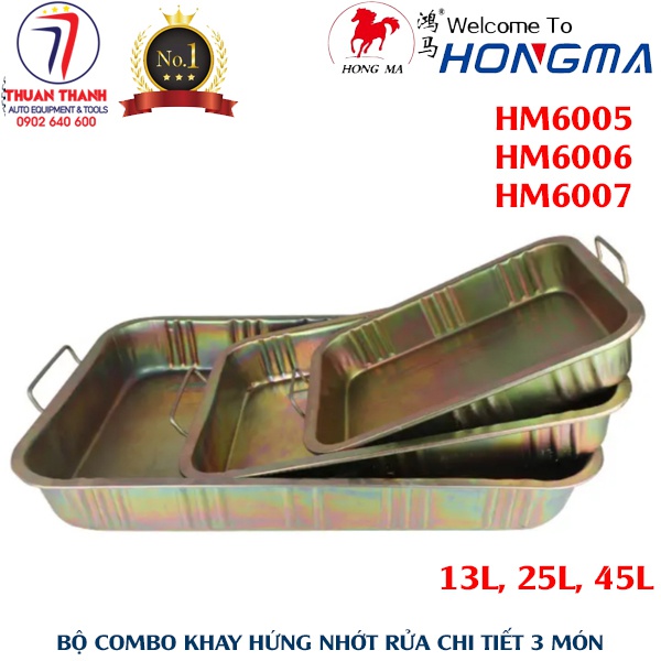 Bộ khay hứng dầu nhớt thải động cơ ô tô 3 món 13 lít 25 lit 45 lit HONGMA HM6005 HM6006 HM6007
