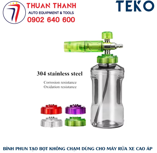 Bình xịt tạo bọt không chạm gắn súng máy rửa xe cao áp béc phun inox loại 1 lít