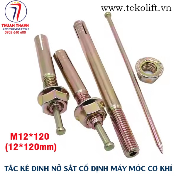 Tắc kê đinh nở sắt size M12x120mm sử dụng búa đóng lắp máy móc công nghiệp