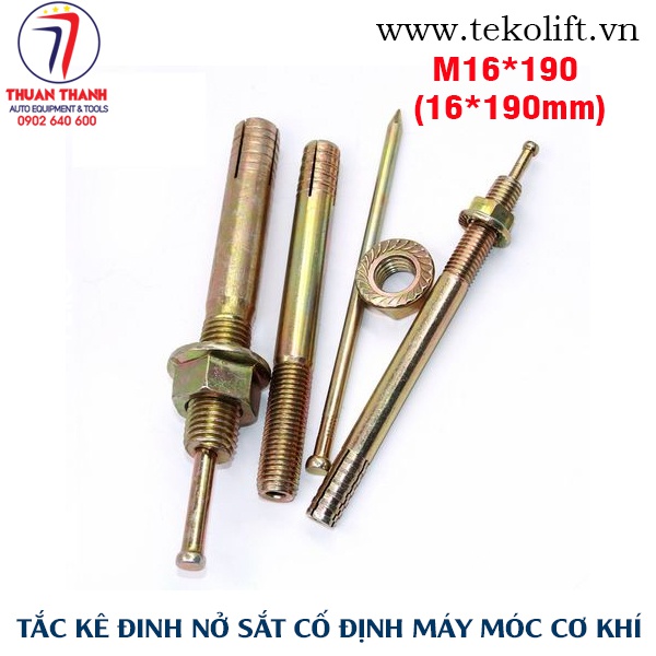 Tắc Kê Đinh Nở Sắt M16x190 - Xi Mạ Vàng Đồng | Cố Định Máy Móc Công Nghiệp Chịu Tải Trọng Lớn