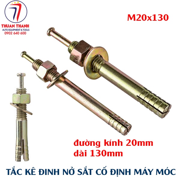 Tắc kê nở đinh sắt size M20x130mm cố định lắp đặt máy móc thiết bị công nghiệp