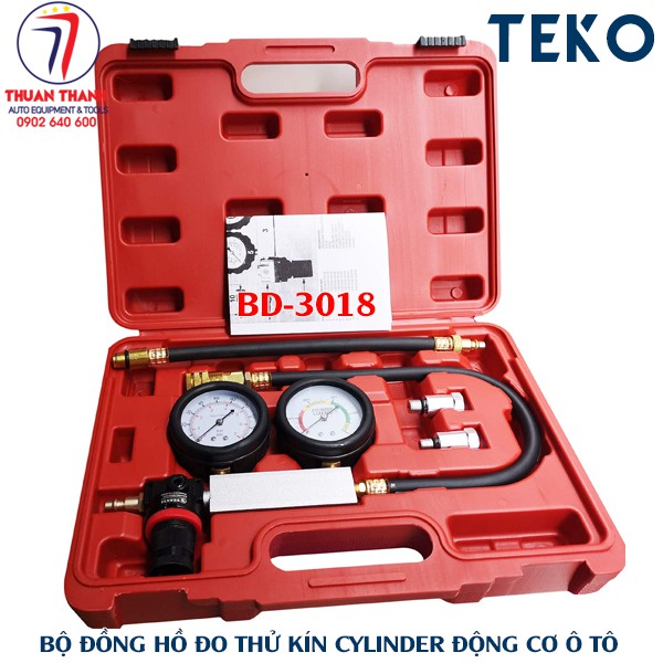Bộ đồng hồ đo áp suất nén buồng đốt động cơ ô tô sử dụng áp lực khí nén để test kiểm tra BD-3018