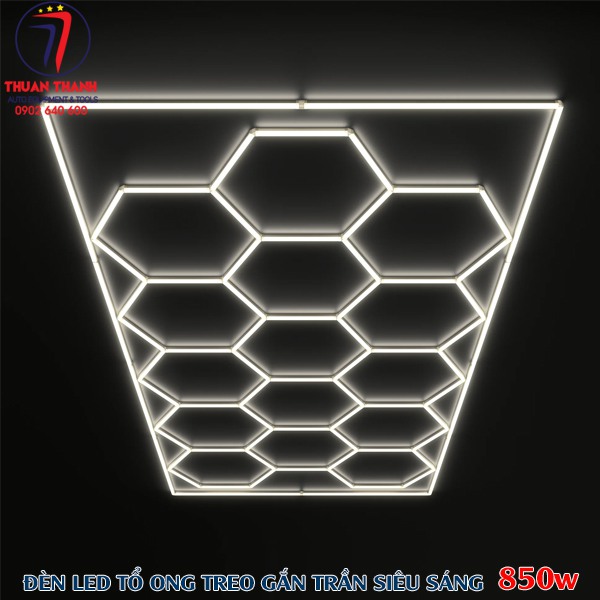 Bộ đèn Led tổ ong treo tường trong garage và trung tâm chăm sóc xe hiện đại 534W E51